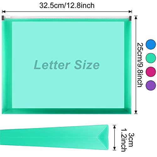 Eoout 8Pcs Plastic Envelopes, 9.8 X 12.8 Inches Letter Size Poly Zip Envelopes, Expanding Zipper Folder With 4 Assorted Colors For School And Office Supplies #TOP1