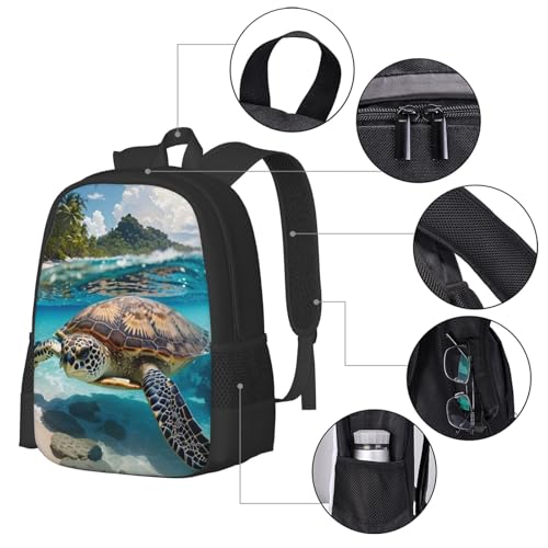 17 Inch Backpack for Beach Turtle Lightweight Adjustable Animal Backpacks with Mesh Side Pockets for Travel Outdoor Sports4