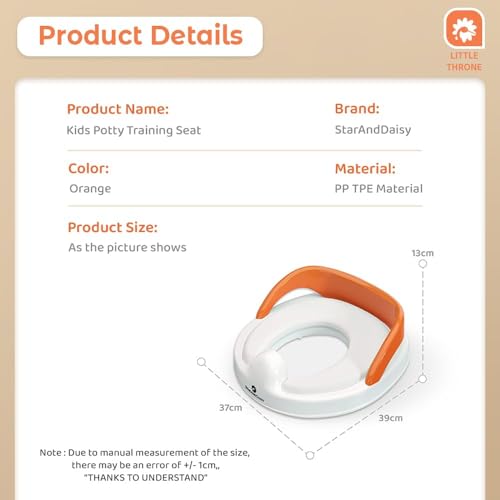 Image of StarAndDaisy Potty Seat for Kids 1-3 Years | Toilet Seat for Kids with Height Adjustable & Removable Soft Cushion, Fits All Western Toilets seat (Orange - White)