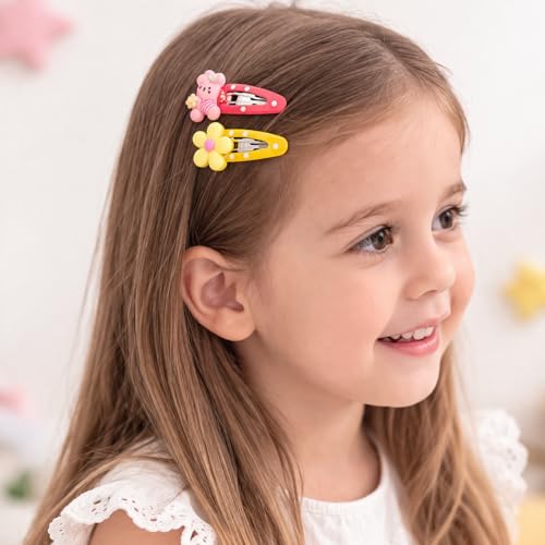 Image of Kids Multi-Design Tic Tac Hair Clips with Storage Box, 20 Pcs | 4 cm small multi-color hair clips for baby girls & toddlers. Features a strong grip. Perfect as a gift set accessory.