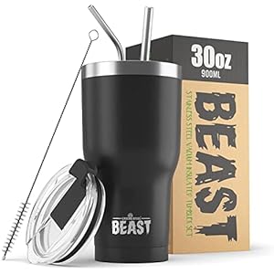 Beast 30 oz Tumbler Stainless Steel Vacuum Insulated Coffee Ice Cup Double Wall Travel Flask (Matte Black)
