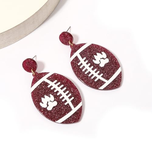 Football Earrings Game Day Acrylic Glitter Football Mom Earrings College School Sports Team Spirit Earrings Cheer Football Mom Gift3