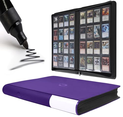 Image of Premium Card Binder 16 Pocket - Fits 1600 Cards,4X4 Ringless Card Album with Sleeves for Trading Cards & Sports Cards(Model C,Classic Purple)