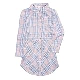 Levi's Girls' Big Long Sleeve Western Dress, Cyclamen/Powder, L