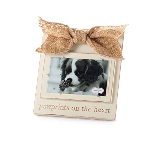 Mud Pie Wood Linen Pawprints Dog Picture Frame 3 x 5, 3 by 5