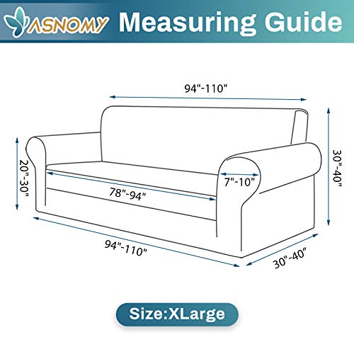 Asnomy Couch Covers For 3 Cushion Couch Stretch Sofa Covers Slipcovers, Pet Protector Furniture Covers For Dogs Cats Spandex Jacquard Fabric Small Checks（X-Large，Gray） #TOP4