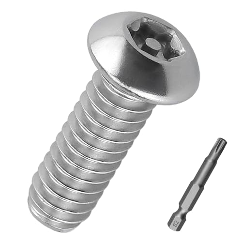 #10-32 x 3/4" Torx Security Machine Screws, 304 Stainless Steel 18-8, Button Head Tamper Resistant Screws for Higher Level of Safety & Theft Prevention, 50 Pack (TT25 Bit Included)