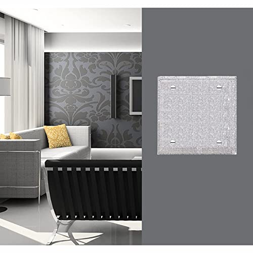 Image of Shiny Silver Rhinestones Light Switch Cover Blank Wall Plates Cover Double Toggle Wall Plate Toggle Light Switch Cover Rhinestones Outlet Covers Wall Plate