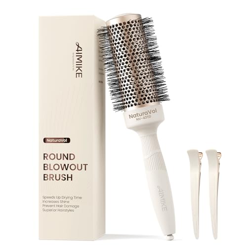 AIMIKE Round Brush for Blow Out, NaturaVol Medium Round Hair Brush for Fine Hair with Nano Thermal Ceramic Tech, for Blow Drying & Styling, Adds Volume & Smoothness (1.7 Inch Barrel, 2.5 Inch Bristle)