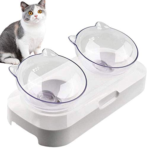 Hamkaw Bol d'alimentation pour Animaux avec, Gamelle pour Chat avec Support Surélevé Incliné à 15 u00b0pour Réduire Les Douleurs Au Cou des Animaux Domestiques pour Chats Et Chiens De Petite Taille