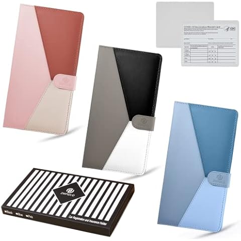 PL ZMPWLQ Car-Registration-and-Insurance-Holder with Magnetic Closure Leather-Car-Document-Holder 3 Pack Cover