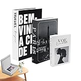 OUTALIZ Deko Bücher Vintage Set 3er, Stapeln Buchattrappe Box, Deko Bücher, Buch Aufbewahrungsbox, Nesting Buchbox, Dekorative BücherFaltbare, für Wohnkultur Bücherregal, Couchtisch, Büro, Typ B