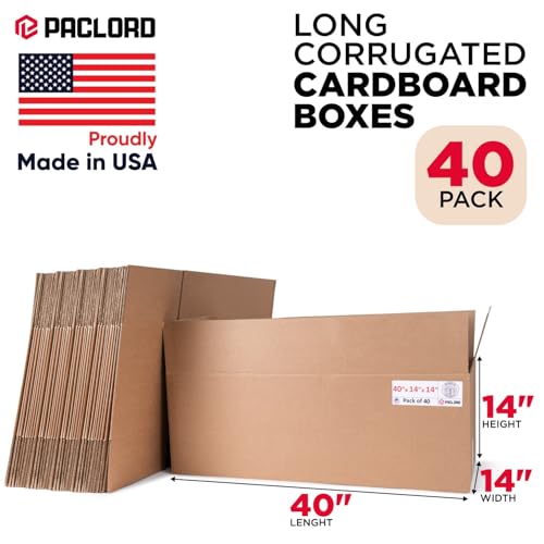 Image of Long Cardboard Boxes 14 inchL x 14 inchW x 40 inchH (Pack of 40) - USA-Made Packing Boxes for Moving, Shipping, or Storage - USPS, UPS, FedEx Approved - Professional Packing Supplies for Moving | USA-Made Packing Boxes for Moving, Shipping, or Storage - USPS, UPS, FedEx Approved - Professional Packing Supplies