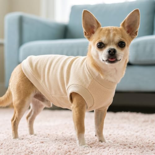 Image of 1 Pack Dog Shirt for Small Supplies Functional Waffle Dog Clothes Warm Soft Sweatshirt Outfit for Dogs Cats Pet Apparel