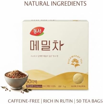 Roasted Buckwheat Tea Bags, Korean Grain Tea, 50 Count, 75g, Caffeine Free - 2