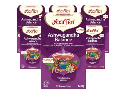 Yogi Tea Ashwagandha Balance Organic Herbal Tea Blend of Ashwagandha Acerola Cherry and Passionflower 6 Packs of 17 Tea Bags (102 Teabags Total)