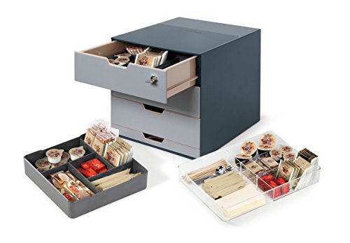 Durable 338558 Caja para café COFFEE POINT BOX para organizar cápsulas de café, sobres de azúcar,cucharillas, servilletas, bolsas de té y mucho más, antracita