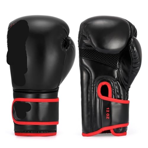 Guanto da boxe Guantoni da boxe professionali for adulti, sacchi di sabbia for allenamento Muay Thai, combattimento libero for uomini e donne(Black-red,10oz)