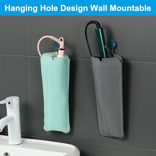 Alfombrilla resistente al calor de silicona para herramientas de cabello, con soporte y funda portátil para viaje, protector de mostrador para herramientas de peinado gris miniatura 4