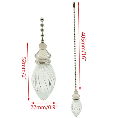 Image of 4Pcs 405mm /16 Length Decorative Ceiling Fan Pull Chains Ornament Crystal Pullchain Gorgeous Hanging Pendants Clear Flame Glass Brushed Nickel Finish Pull Chains