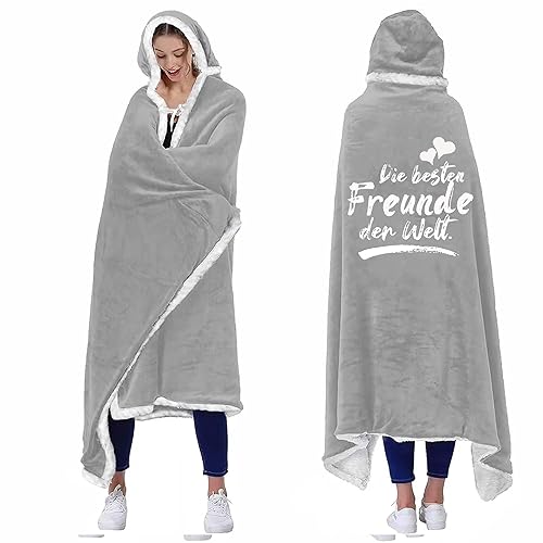 Geschenk für Freunde: Kuscheldecke mit Ärmeln - Beste Freunde der Welt Hoodie Blanket für Weihnachten, Geburtstage & Abschlüsse