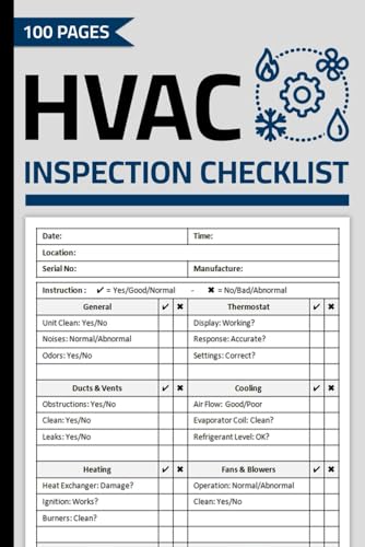 HVAC Inspection Checklist: HVAC Safety & Maintenance Inspection Forms Book | Record Inspection & Maintenance Details