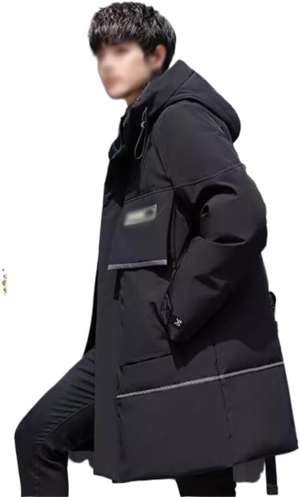 Men's Long Down Jacket Teenagers Hooded Winter Add Thick White Duck Down Coat Clothes