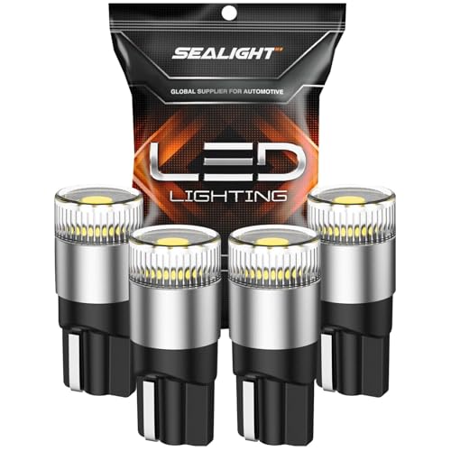 Image of SEALIGHT 194 LED Bulbs 6000K White, License Plate Light 1000% Brightness W5W 168 2825 Car Interior Light Bulb Replacement for Dome Light, Map Light, T10 Courtesy Light, Pack of 4