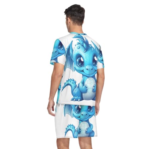 Blue Dragon Men's Pajama Sets Sleepwear Short Sleeve Lounge Sets for Men S-2XL2