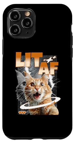 Carcasa para iPhone 11 Pro Lista de graciosas caras de memes de gatos Y2K Galaxy Aesthetic