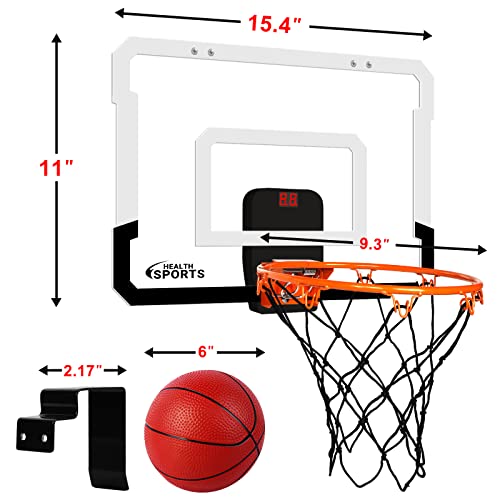 Indoor Mini Basketball Hoop With Electronic Scoreboard - Over The Door Basketball Hoop For Door & Wall Office Room Score Basketball Hoop With 4 Balls Foldable Mini Hoop For Kids, Teens, Adults #TOP5
