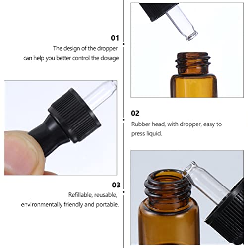 Beavorty 40 Peças Mini Frascos Conta-Gotas De Vidro Âmbar Pequenos Frascos De Óleo Essencial Conta-G
