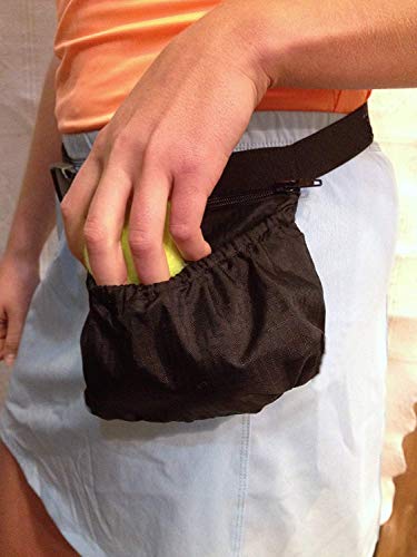 Tennis Ball Holder Bag | SPORTS & TRAVEL HIP PACK - Black | Pickleball Holder | PERFECT TRAVELING AIRPORTS (Tennis Balls, Pickle Balls, iPhone, Keys, Passport) Pocket For Every Purpose (PFEP)