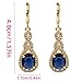 Vuskdtei 18K Gold Plated Hollow Swirl Cross Oval Navy Sapphire Gemstone Dangle Earrings for Women, Hypoallergenic Cubic Zirconia Earrings, Elegant CZ Drop Earrings, Statement Jewelry Gifts Party Fashion (OBS0470-Navy)