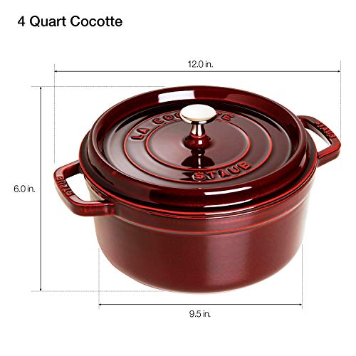 Staub Cast Iron 4-qt Round Cocotte - Grenadine, Made in France