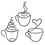Ufdeoton Wanddeko Metall Schwarz Kaffeetasse 3 Stück wanddeko wohnzimmer Metallbilder WanddekoMetall Wandkunst wanddekoration für wohnzimmer flur küche badezimmer Café Esszimmers
