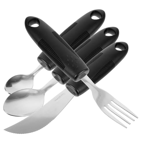 Beavorty 防振対応携帯用カトラリー 高齢者用適応型食器 軽量 非滑り止めデザイン 長持ちする耐久性素材 簡単に握れる便利な食事用具