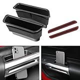 DWKJMYCP 2PCS Front Door Side Storage Box for Ford Mustang 2015 2016 2017 2018 2019 2020 2021 2022 2023 Accessories Phone Holder Door Grab Handle Pocket Storage Organizer ABS Plastic, Red Mat