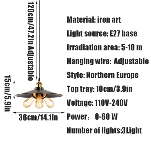 Lampe suspendue design industriel pour éclairage îlot de cuisine
