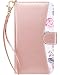 ULAK Wallet Case for Apple iPhone Xs Max (2018), PU Leather Credit Card Holder Case 3 Card Slots 1 Cash Slot, Flip Kickstand Wrist Strap Folio Heavy Duty Protection Case (Rose Gold Floral)