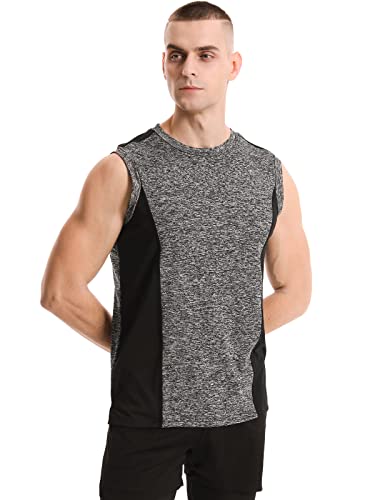 Amvelop Men’s 4 Pack Workout Tank Tops Dark Grey Grey Dark Bule Wine Red L #TOP1