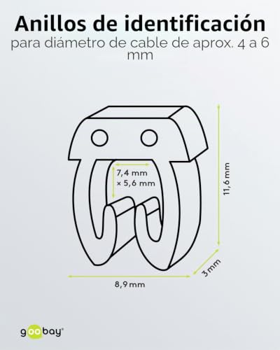 Miniatura 3 de Goobay, Clips Para Marcar Cables, Numerados Del 0 Al 9. Colores Variado, 6mm, Paquete De 100