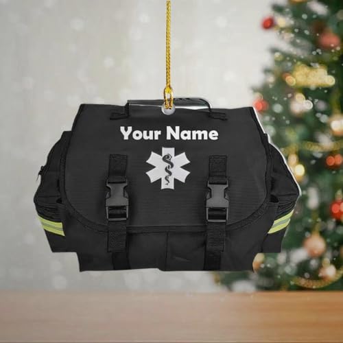 Luckluccy Ornement EMT personnalisé, EMS paramédical pour sapin de Noël 2025, cadeaux de profession médicale, SME personnalisé, uniformes EMT, décoration médicale chirurgicale à suspendre (EM10)