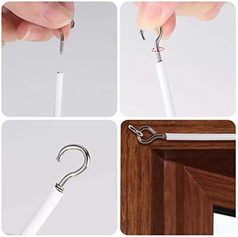 GGOUPTY Net Curtain Wire 10 Metre Length with 20 Eyes 20 Hooks White Hanging Cord Kit Multipurpose Wire Cord for Hanging Net Curtain Photos Crafts