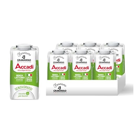 Granarolo Benessere Accadì, Latte UHT senza Grassi, 6 Confezioni di Latte da 500ml, Latte 100% Italiano, Facile da Digerire perché Senza Lattosio (<0,1%), a Lunga Conservazione