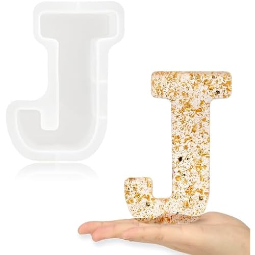 Gartful 7 Inch Large Letter Molds for Resin, 3D J Capital Alphabet Epoxy Resin Mold, A to Z Thick Resin Letter Molds for Making Letters, Word Sign Art, DIY Crafts, Making Cake, Party Home Decor
