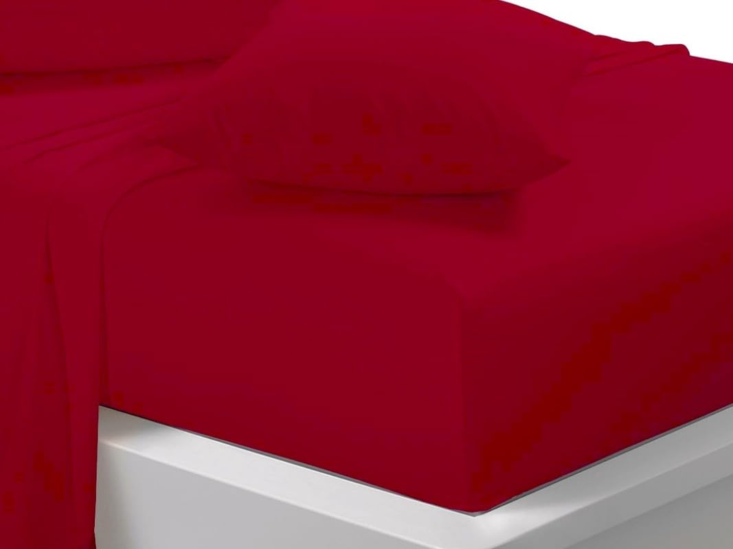Fitted Sheet 40cm Extra Deep Pocket Small Double / 4ft Red Easy Care Poly Cotton, Soft, Wrinkle-Free (SD red)