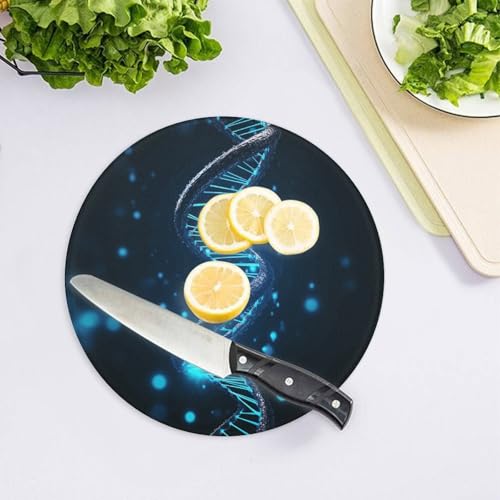 Planches à découper en verre hygiénique bleu rond anti-odeur