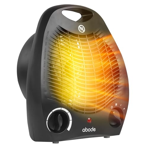 Abode Electric Fan Heater 2000W with 2 Heat Settings, Overheat Protection & Safety Tip Over Switch, Adjustable Thermosat & Cooling Only Setting, Portable & Lightweight Black AFH1002B