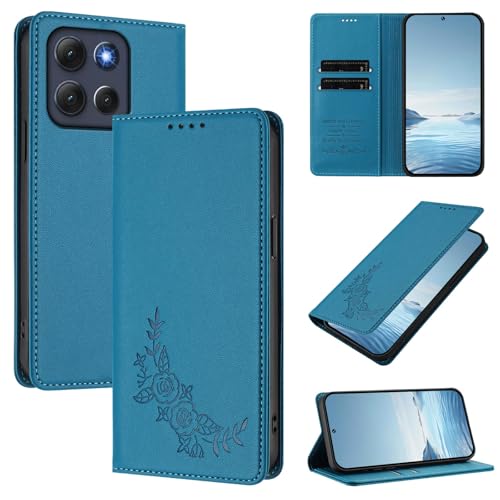 �X�}�z�P�[�X �Ή��@�� for Motorola Moto G86 Power�yRFID�u���b�N�z�y�J�[�h�z���_�[�t�����z �}�O�l�b�g�J�� �X�^���h�@�\�t���z�X�}�z�P�[�X LakeBlue